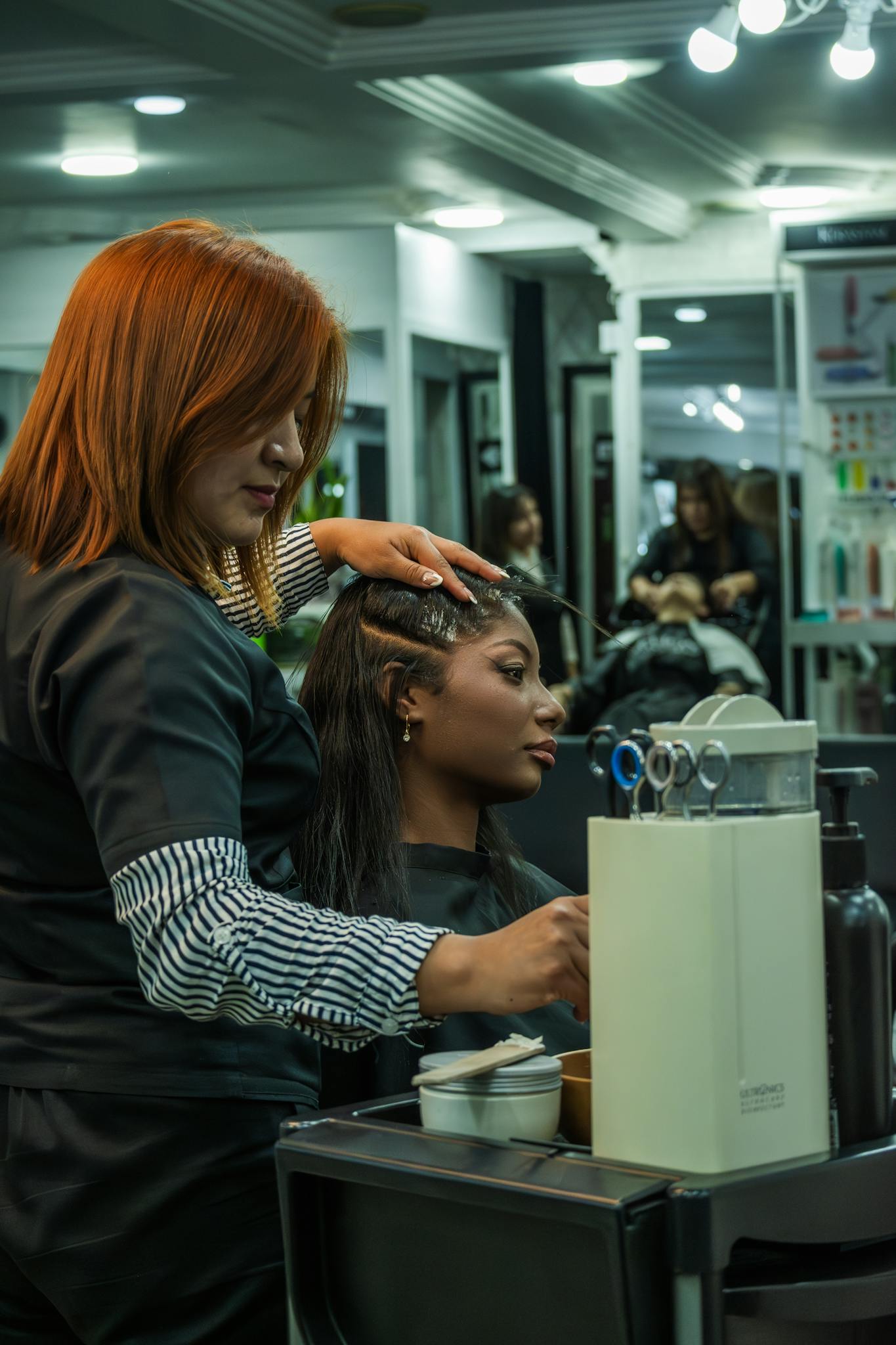 Services Professional hairdresser styles client